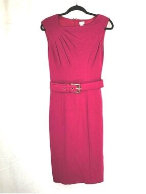 Cache Fuchsia Strapless Sheath Dress with Belt